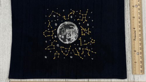 Embroidered Silk Constellations Altar Cloth, Tarot Altar Cloth, Altar Decor, Tarot Cloth, Altar Mat