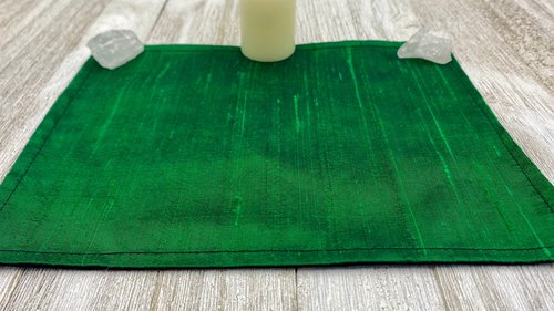 Silk MINI Altar Cloth - Green, Traveling Altar Cloth, Portable Altar Cloth, Small Spaces Altar, Home Office Altar