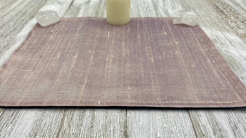 Silk MINI Altar Cloth - Cream/Purple, Traveling Altar Cloth, Portable Altar Cloth, Small Spaces Altar, Home Office Altar