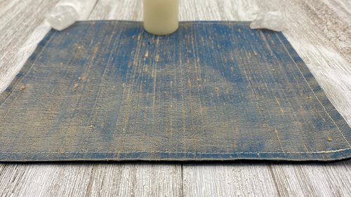 Silk MINI Altar Cloth - Tan/Blue, Traveling Altar Cloth, Portable Altar Cloth, Small Spaces Altar, Home Office Altar