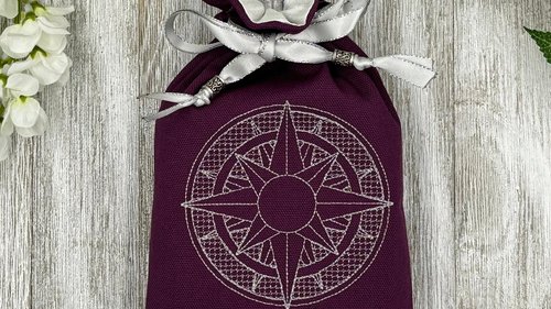 Star Embroidered Silk lined Tarot Bag Keepsake Bag / Drawstring Bag / Jewelry Bag / Crystal Bag / Gift Bag / Tarot Pouch