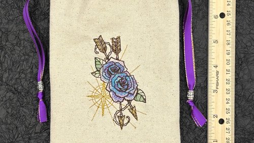 Floral Embroidered Silk lined Tarot Bag Keepsake Bag / Drawstring Bag / Jewelry Bag / Crystal Bag / Gift Bag / Tarot Pouch