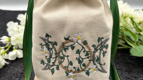 Triple Moon Embroidered, Silk lined Tarot Bag Keepsake Bag / Drawstring Bag / Jewelry Bag / Crystal Bag / Gift Bag / Tarot Pouch