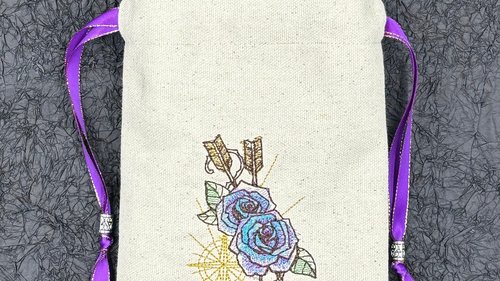 Floral Embroidered Silk lined Tarot Bag Keepsake Bag / Drawstring Bag / Jewelry Bag / Crystal Bag / Gift Bag / Tarot Pouch