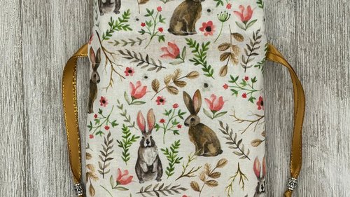 Rabbit Tarot Bag/ Custom Tarot Bag/ Keepsake Bag / Drawstring Bag / Oracle Bag / Jewelry Bag / Crystal Bag / Gift Bag / Tarot Pouch