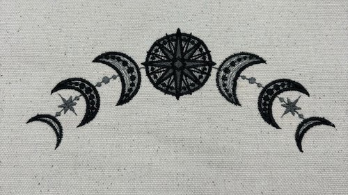 Moon Phase Embroidered Altar Cloth, Tarot Cloth, Altar Decor, Double Sided Altar Cloth, Wall Hanging, Dice Mat, Centerpiece