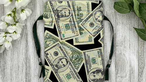 Money Manifesting Tarot Bag/ Custom Tarot Bag/ Keepsake Bag / Drawstring Bag / Oracle Bag / Jewelry Bag / Crystal Bag / Tarot Pouch