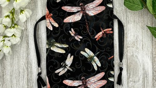 Dragonfly Tarot Bag/ Custom Tarot Bag/ Keepsake Bag / Drawstring Bag / Oracle Bag / Jewelry Bag / Crystal Bag / Gift Bag / Tarot Pouch