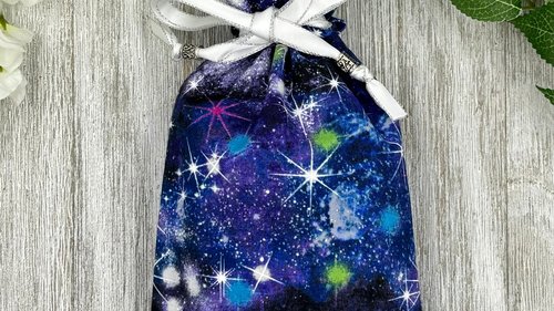 Space Tarot Bag/ Custom Tarot Bag/ Keepsake Bag / Drawstring Bag / Oracle Bag / Jewelry Bag / Crystal Bag / Gift Bag / Tarot Pouch