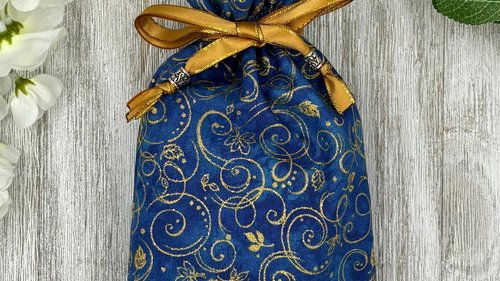 Gold Swirls Tarot Bag/ Keepsake Bag / Drawstring Bag / Oracle Bag / Jewelry Bag / Crystal Bag / Gift Bag / Tarot Pouch