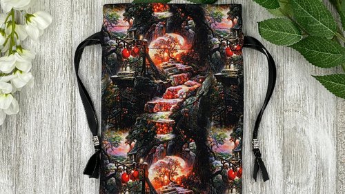 Secret Forest Tarot Bag/ Custom Tarot Pouch/ Keepsake Bag / Drawstring Bag / Oracle Bag / Crystal Bag / Tarot Pouch / Cosmetic Bag