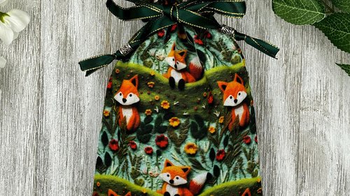 Fox Tarot Bag/ Custom Tarot Bag/ Keepsake Bag / Drawstring Bag / Oracle Bag / Jewelry Bag / Crystal Bag / Gift Bag / Tarot Pouch