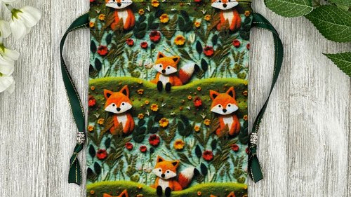 Fox Tarot Bag/ Custom Tarot Bag/ Keepsake Bag / Drawstring Bag / Oracle Bag / Jewelry Bag / Crystal Bag / Gift Bag / Tarot Pouch