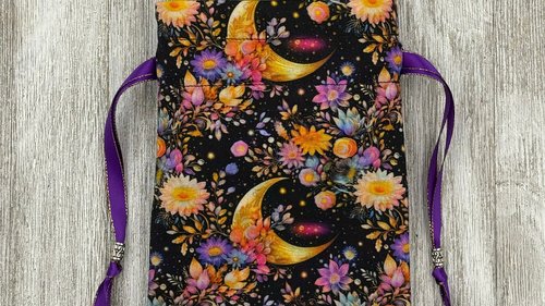 Moon Garden Tarot Bag/ Custom Tarot Pouch/ Keepsake Bag / Drawstring Bag / Oracle Bag / Crystal Bag / Tarot Pouch / Cosmetic Bag