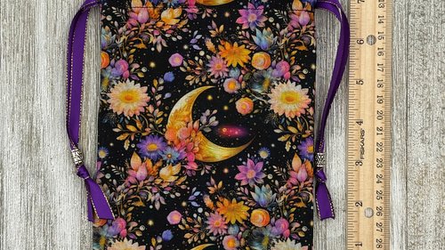 Moon Garden Tarot Bag/ Custom Tarot Pouch/ Keepsake Bag / Drawstring Bag / Oracle Bag / Crystal Bag / Tarot Pouch / Cosmetic Bag