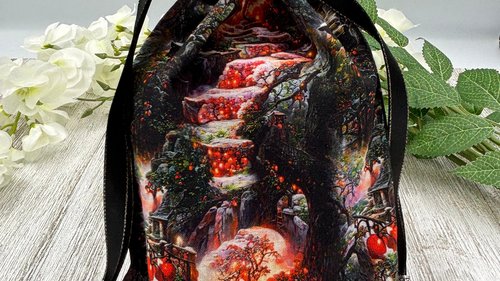 Secret Forest Tarot Bag/ Custom Tarot Pouch/ Keepsake Bag / Drawstring Bag / Oracle Bag / Crystal Bag / Tarot Pouch / Cosmetic Bag