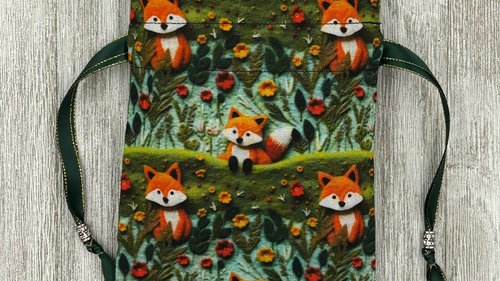 Fox Tarot Bag/ Custom Tarot Bag/ Keepsake Bag / Drawstring Bag / Oracle Bag / Jewelry Bag / Crystal Bag / Gift Bag / Tarot Pouch