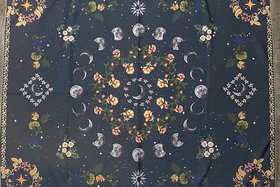 Floral Moon Phase Altar Cloth, Tarot Cloth, Altar Decor, Tapestry, Dice Mat, Centerpiece