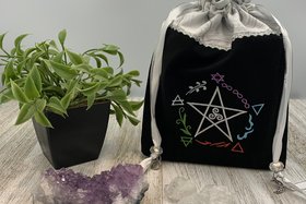 Elemental Pentacle Tarot Bag / Keepsake Bag / Drawstring Bag / Oracle Bag / Jewelry Bag / Crystal Bag / Gift Bag / Tarot Pouch / Herb Bag