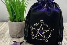 Elemental Pentacle Tarot Bag / Keepsake Bag / Drawstring Bag / Oracle Bag / Jewelry Bag / Crystal Bag / Gift Bag / Tarot Pouch / Herb Bag