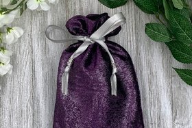 Velvet - Metallic Purple Tarot Bag/ Custom Tarot Pouch/ Keepsake Bag / Drawstring Bag / Oracle Bag / Crystal Bag / Tarot Pouch