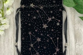 Velvet - Glitter Stars Tarot Bag/ Custom Tarot Pouch/ Keepsake Bag / Drawstring Bag / Oracle Bag / Crystal Bag / Tarot Pouch / Cosmetic Bag