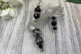 Black Obsidian Pendulum, Crystal Pendulum, Divination Pendulum, Metal Pendulum, Dowsing Pendulum, Energy Healing Pendulum Draft