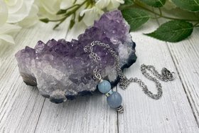 Angelic Connection Necklace, Anti -Anxiety Necklace, Psychic Connection Necklace, Angelite Aquamarine Necklace