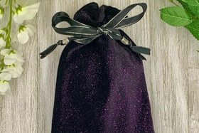 Velvet - Purple Glitter Tarot Bag/ Custom Tarot Pouch/ Keepsake Bag / Drawstring Bag / Oracle Bag / Crystal Bag / Tarot Pouch / Cosmetic Bag