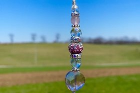 Rose Quartz Car Charm / Suncatcher, Widow Suncatcher, Mirror Accessory