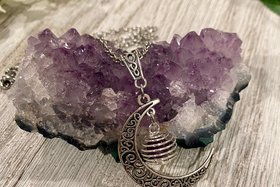 Choose Your Crystal Moon Necklace, Protection Necklace, Shield, Psychic Protection, Cham Necklace, Mystery necklace