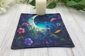 MINI Altar Cloth - Moon Garden, Traveling Altar Cloth, Portable Altar Cloth, Small Spaces Altar, Home Office Altar