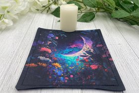 MINI Altar Cloth - Moon Garden, Traveling Altar Cloth, Portable Altar Cloth, Small Spaces Altar, Home Office Altar