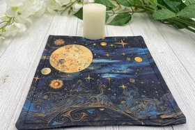 MINI Altar Cloth - Celestial, Traveling Altar Cloth, Portable Altar Cloth, Small Spaces Altar, Home Office Altar