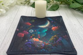 MINI Altar Cloth - Moon Garden, Traveling Altar Cloth, Portable Altar Cloth, Small Spaces Altar, Home Office Altar