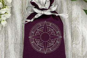 Star Embroidered Silk lined Tarot Bag Keepsake Bag / Drawstring Bag / Jewelry Bag / Crystal Bag / Gift Bag / Tarot Pouch