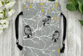 Birds Tarot Bag/ Custom Tarot Bag/ Keepsake Bag / Drawstring Bag / Oracle Bag / Jewelry Bag / Crystal Bag / Gift Bag / Tarot Pouch