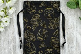 Skull Snake Tarot Bag/ Custom Tarot Pouch/ Keepsake Bag / Drawstring Bag / Oracle Bag / Crystal Bag / Tarot Pouch / Cosmetic Bag