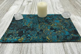 MINI Altar Cloth - Shimmering Gold Blue, Traveling Altar Cloth, Portable Altar Cloth, Small Spaces Altar, Home Office Altar