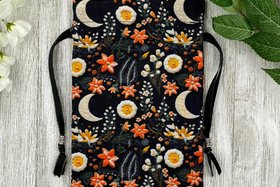 Floral Moon Bag/ Custom Tarot Pouch/ Keepsake Bag / Drawstring Bag / Oracle Bag / Crystal Bag / Tarot Pouch / Cosmetic Bag